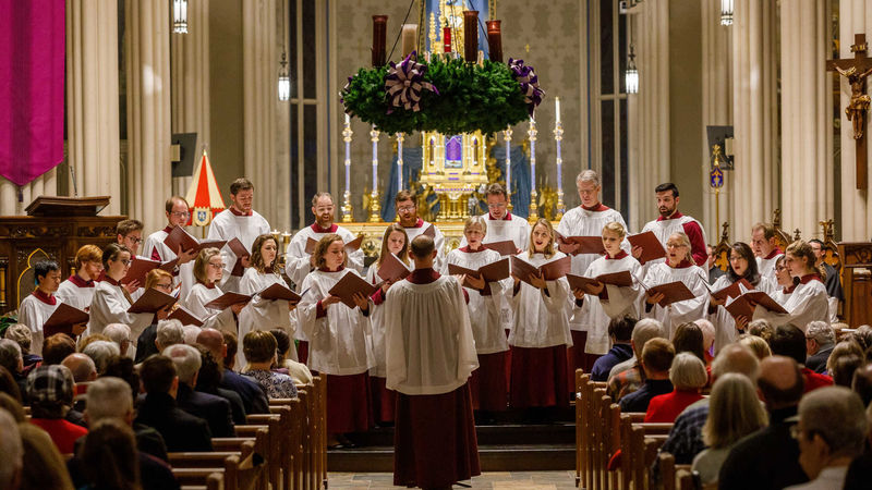 The choir singing in the Basilica of the Sacred Heart